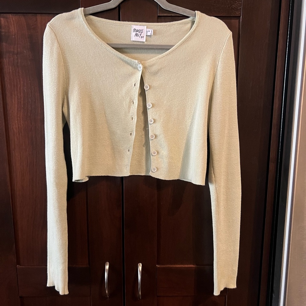 Princess Polly Light Green Button-Up Cardigan